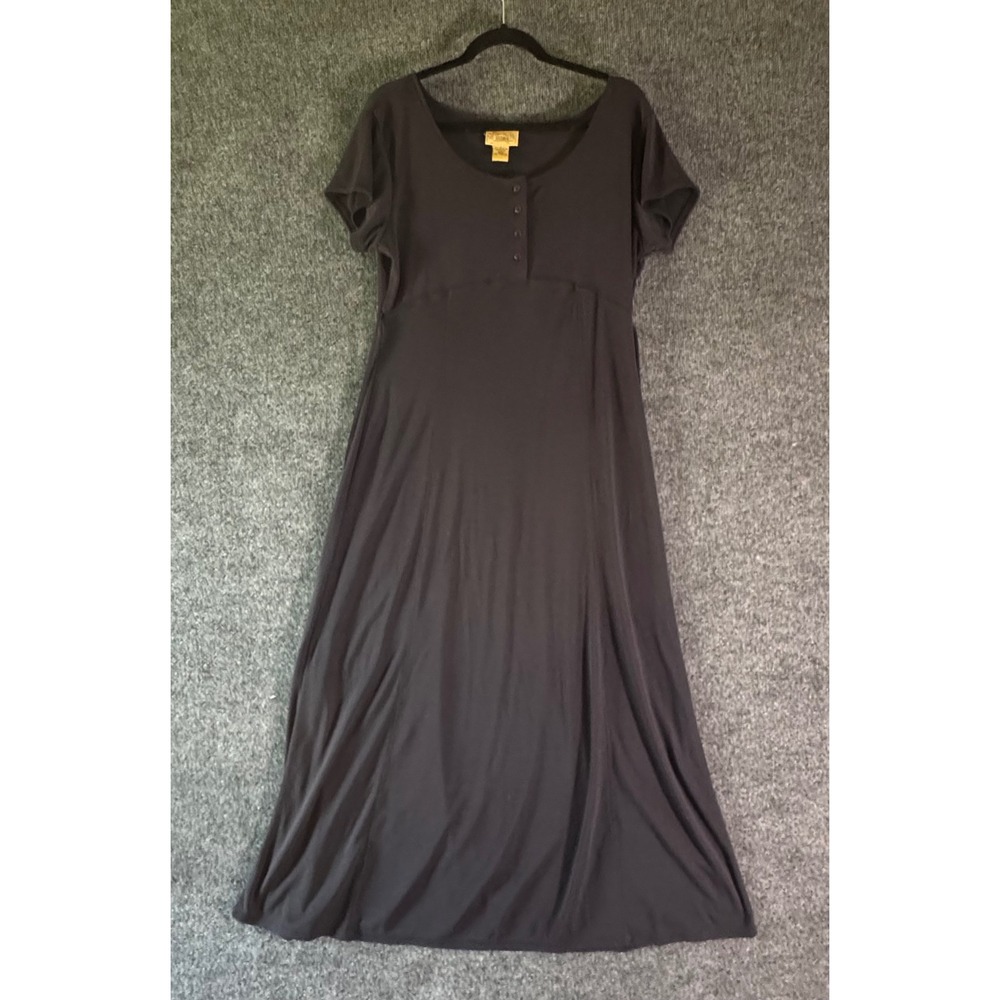Sostanza Maxi Dress Womens Large Navy Excellent Vintage 90s Henley Tie Back